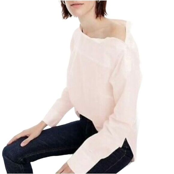 J. Crew NWOT pink long sleeve funnel neck cotton blouse size 12T - Picture 2 of 13